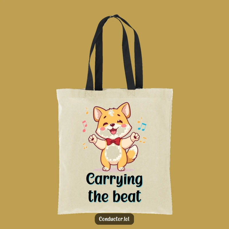 Funny Dog Conductor Tote Bag: Carry Your Music with Canine Authority
