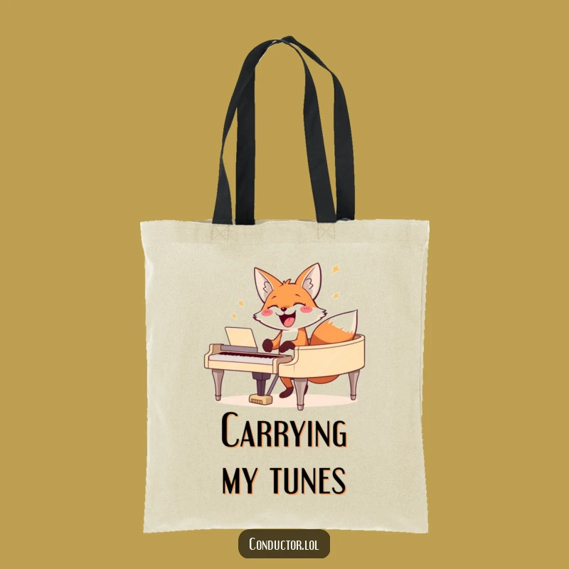 Funny Fox Music Tote Bag - Carry Your Tunes with Humorous Style