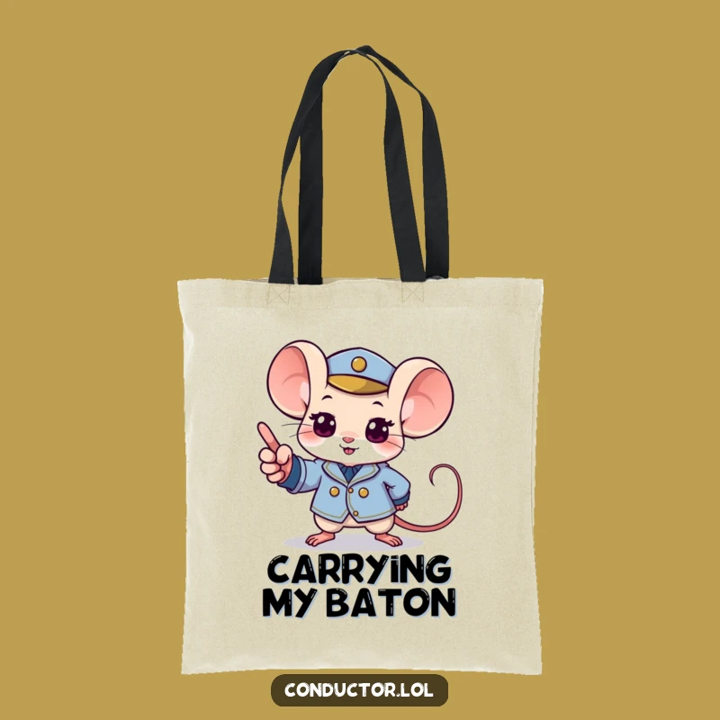 Funny Mouse Conductor Tote Bag: Carry Your Music Passion