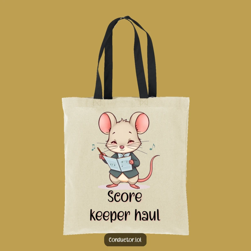 Funny Mouse Conductor Tote Bag - Curious Maestro Accessory for Music Lovers