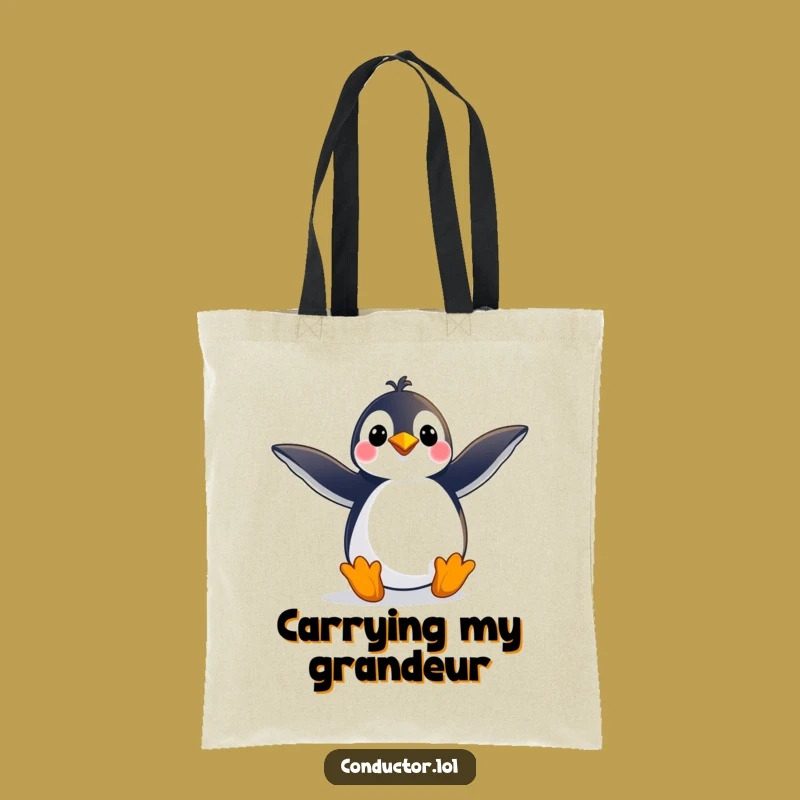 Funny Penguin Pose Tote Bag: Carry Your Drama with Style