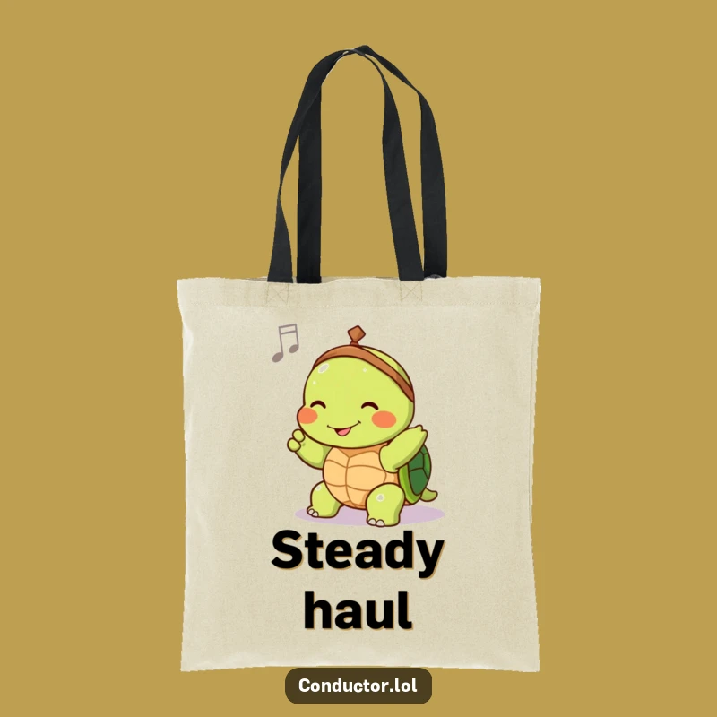 Funny Turtle Conductor Tote Bag - Joyful Maestro Accessory for Music Lovers