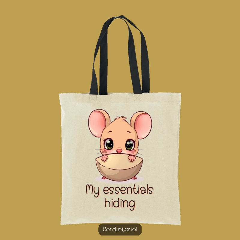 Funny Surprised Mouse Cymbal Tote Bag: Hilarious Music Accessory for Drummers