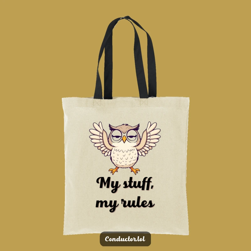 Funny Owl Tote Bag - Dramatic Arm Gesture Eco Bag for Style